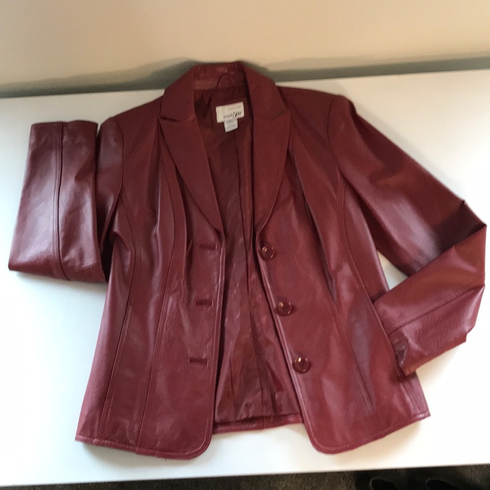 Leather maroon East 5th jacket